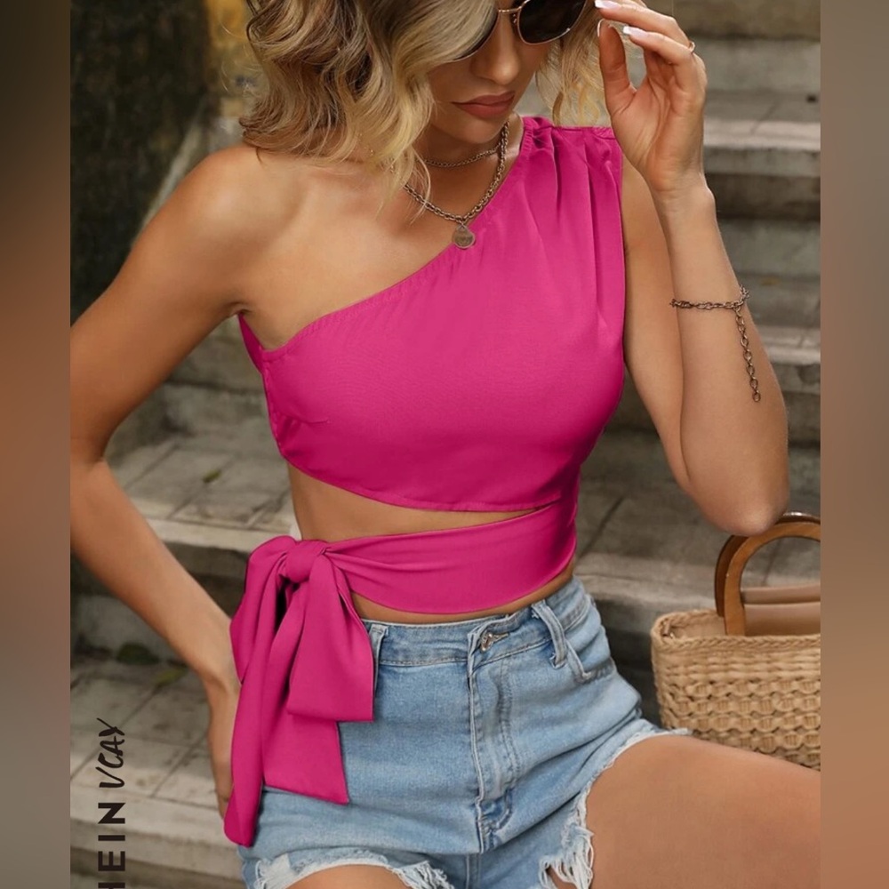 Women’s Shein Vibrant Pink One-Shoulder Top